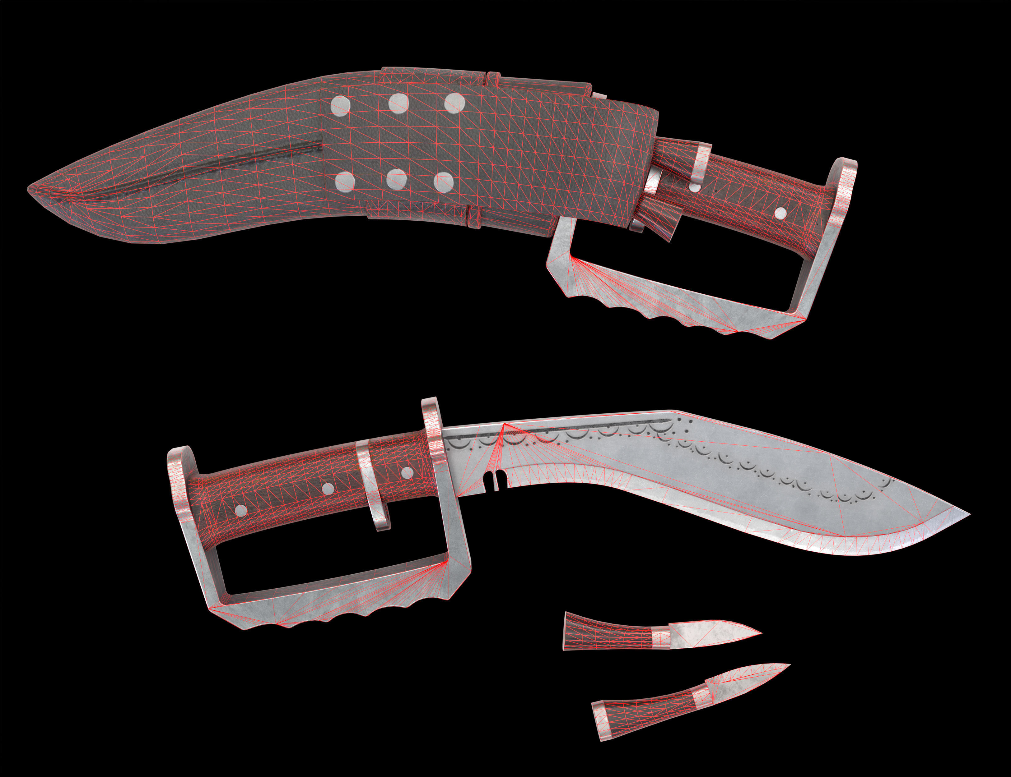 Gurkha kukri Low-poly 3D model_9