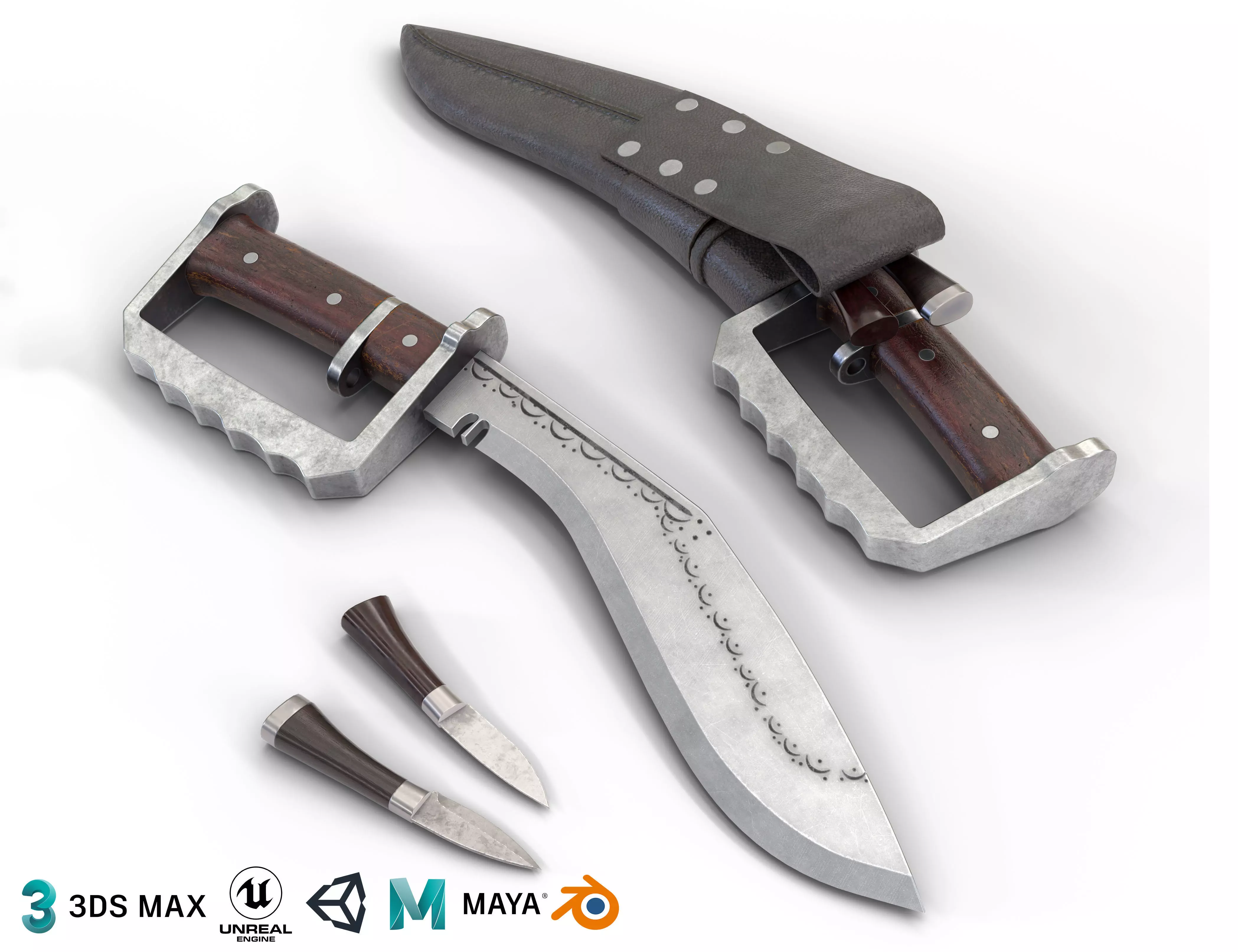 Gurkha kukri Low-poly 3D model_0