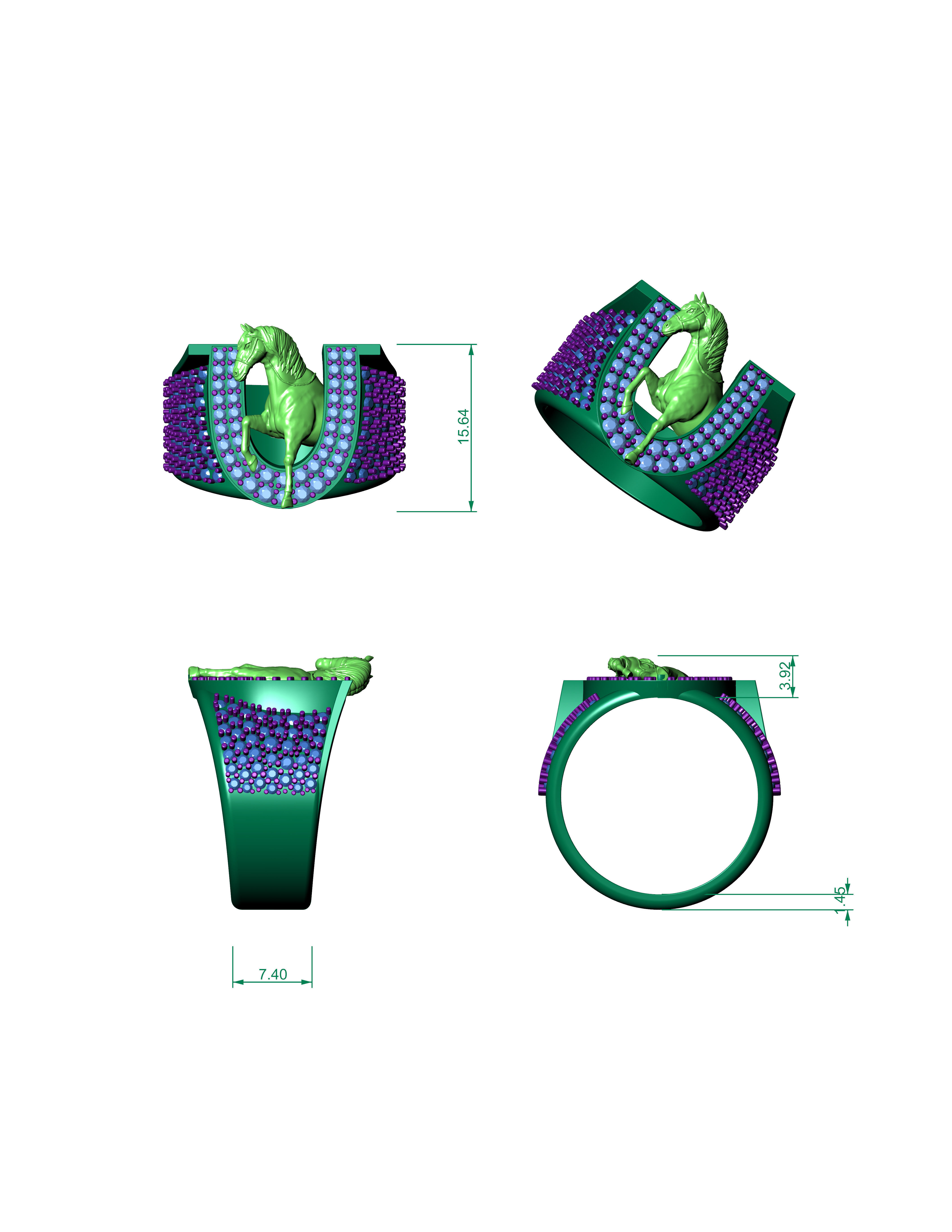 ring horse 3D print model_3