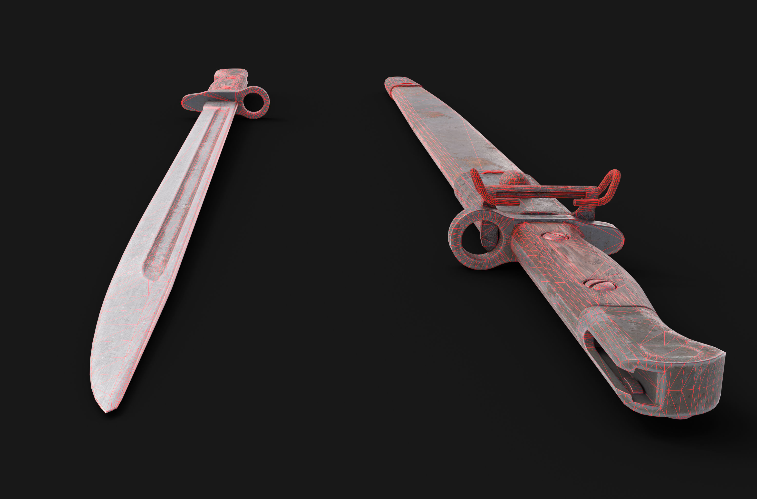 P-17 enfield bayonet Low-poly 3D model_8