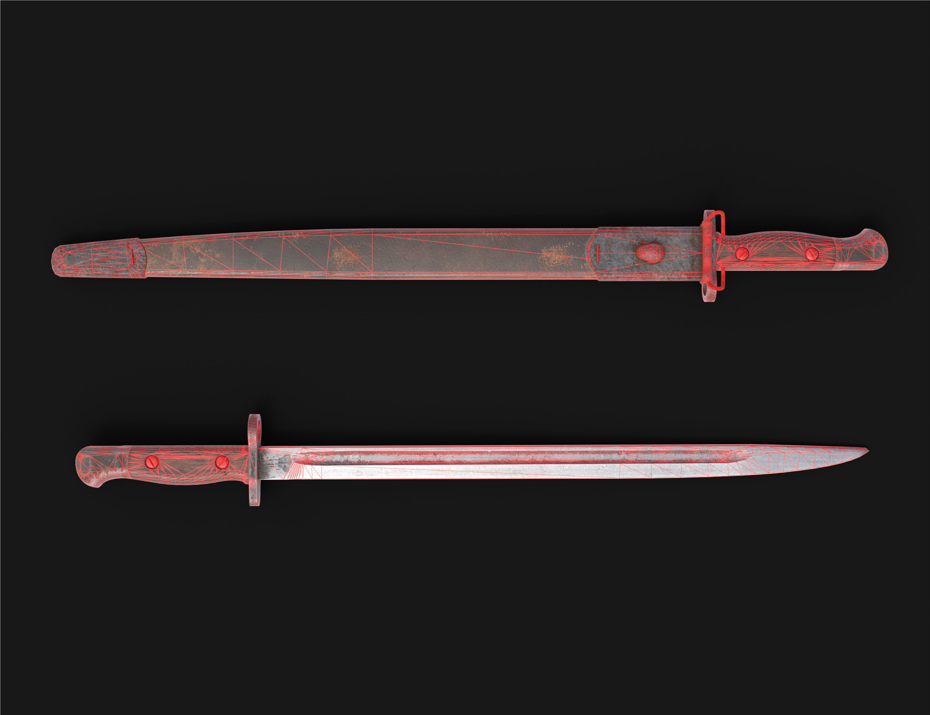 P-17 enfield bayonet Low-poly 3D model_9