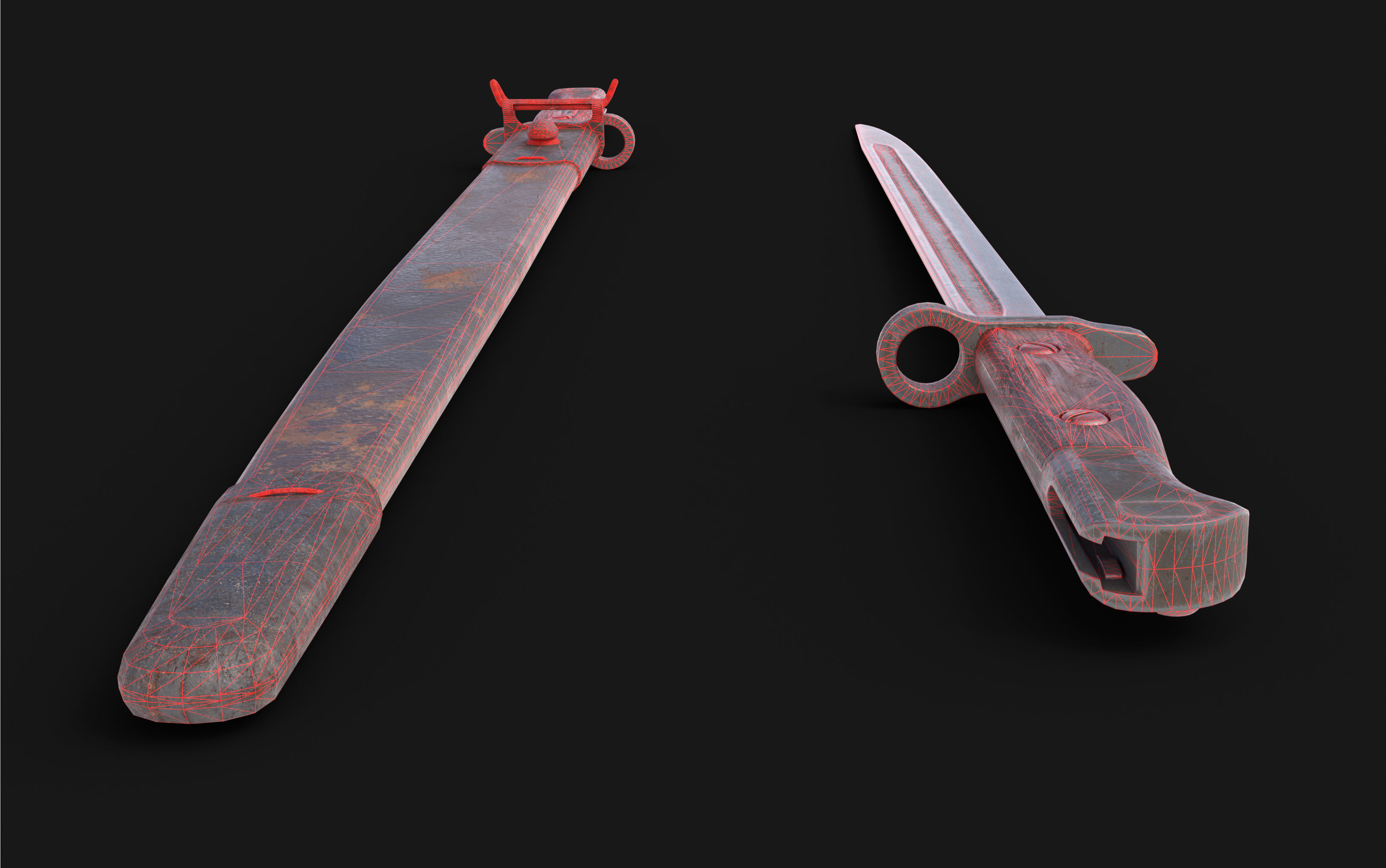 P-17 enfield bayonet Low-poly 3D model_6