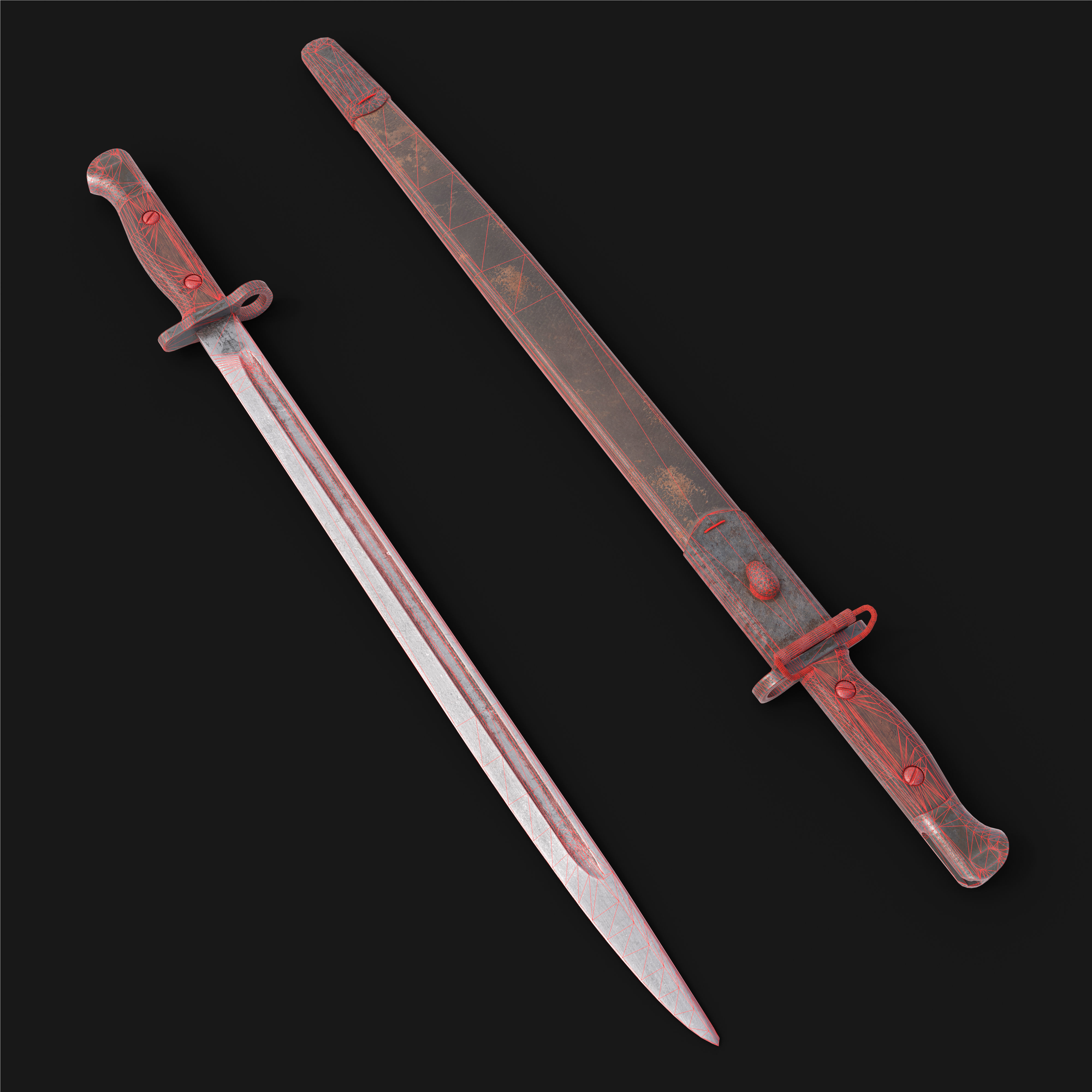 P-17 enfield bayonet Low-poly 3D model_10