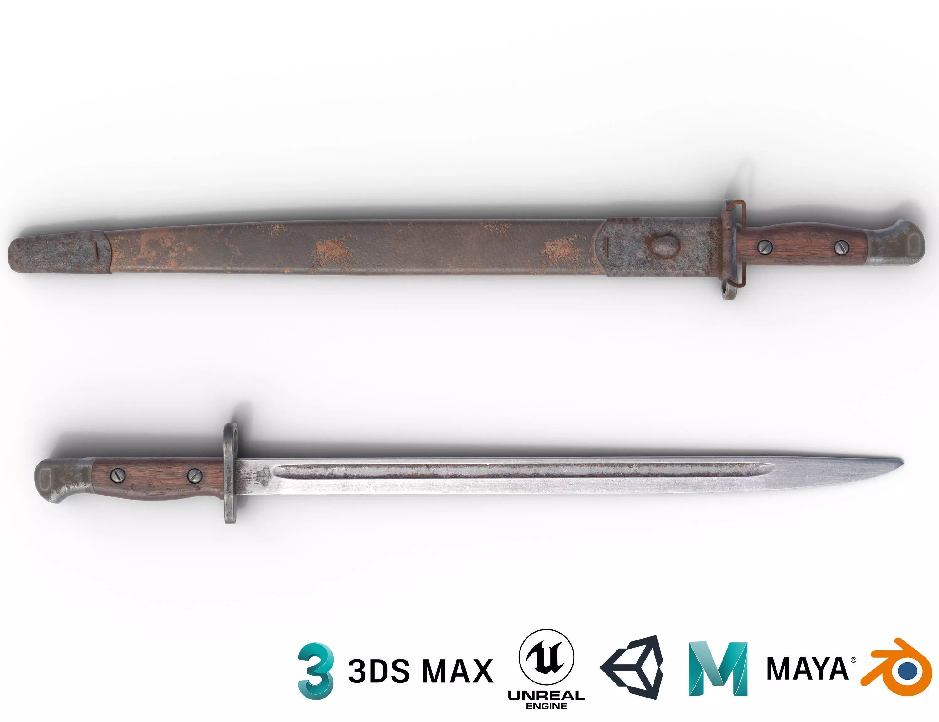 P-17 enfield bayonet Low-poly 3D model_0