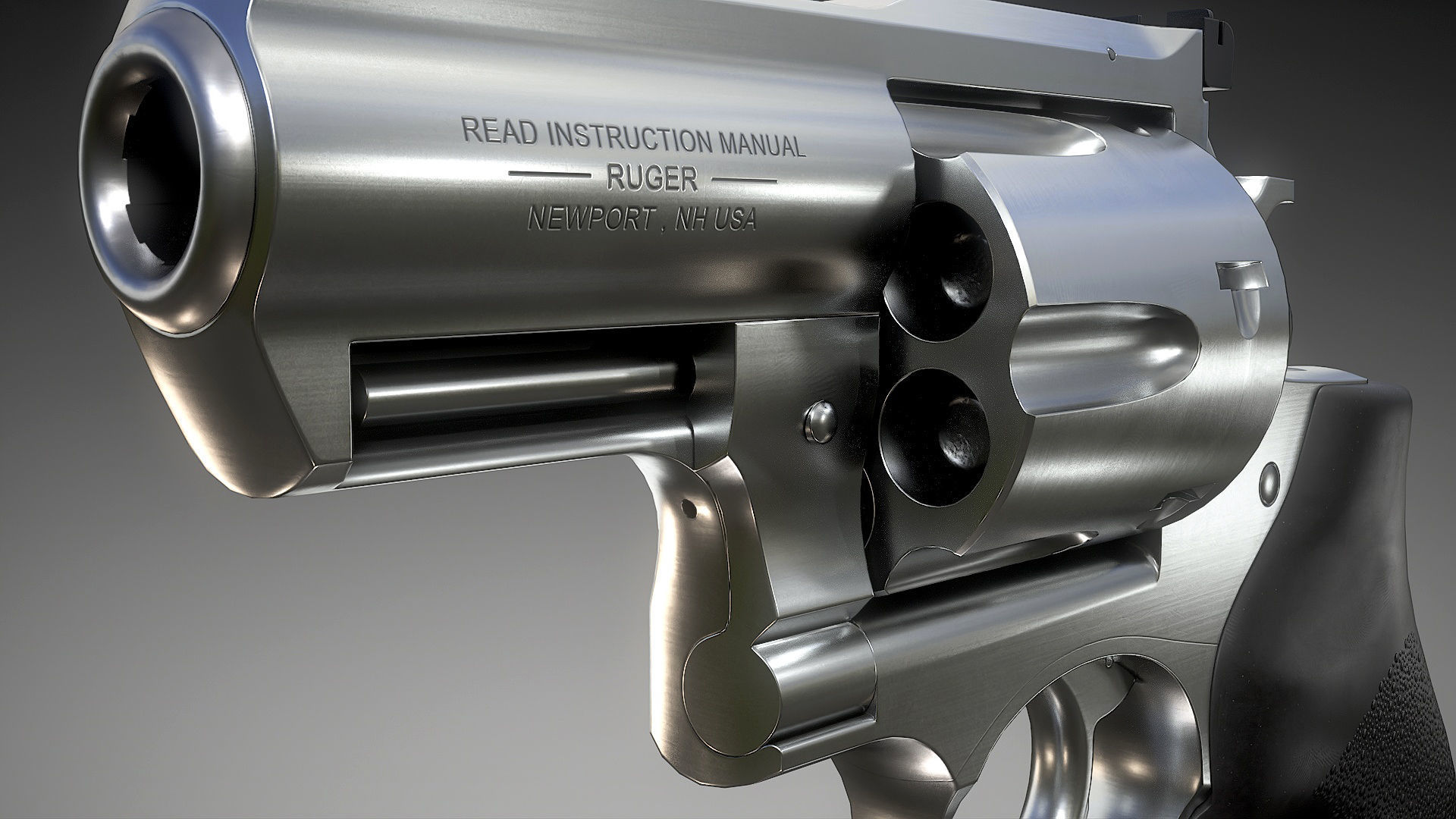 Ruger Super Redhawke Alaskan Low-poly 3D model_11