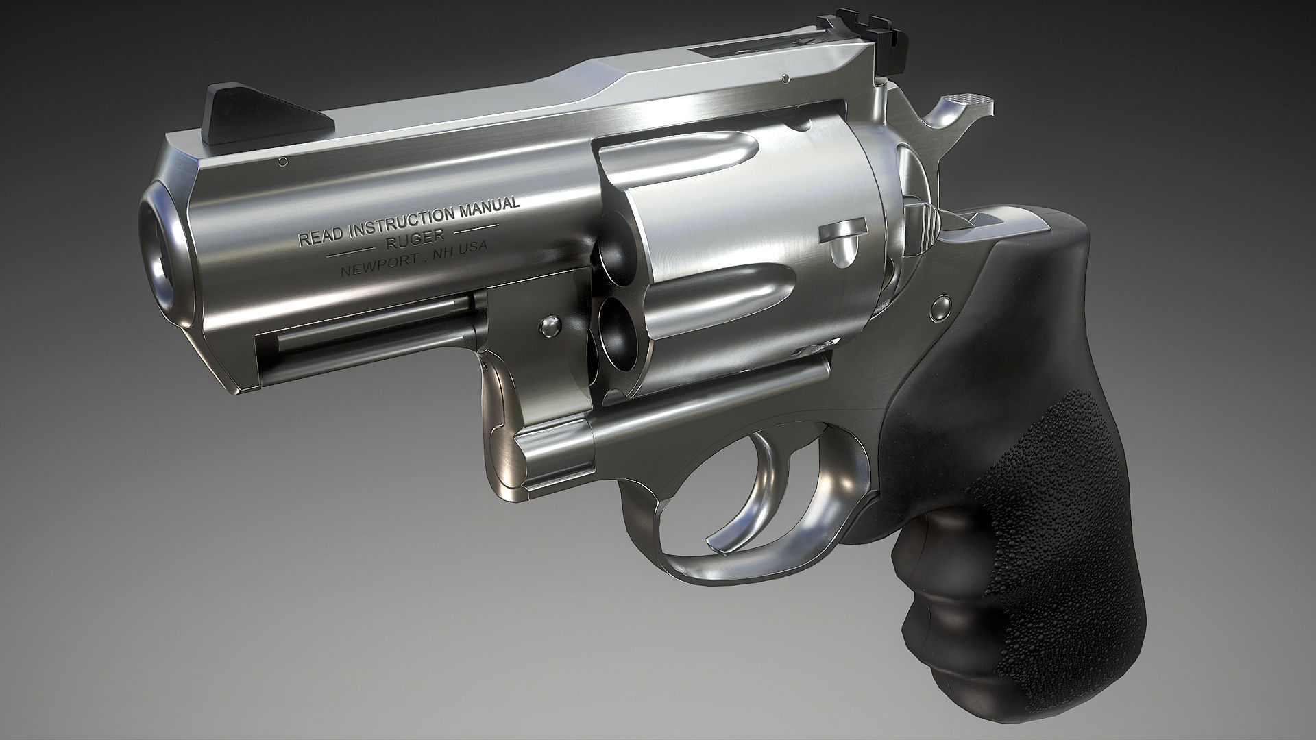 Ruger Super Redhawke Alaskan Low-poly 3D model_2