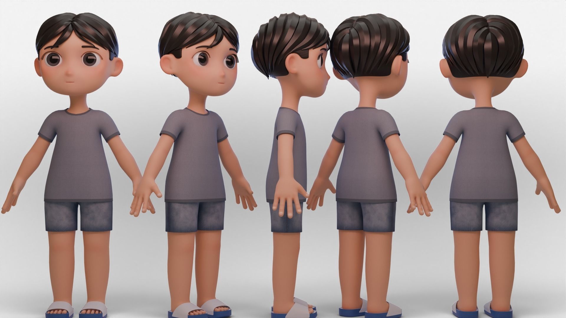 Stylized Chibi Boy Girl 3D Model Collection_3