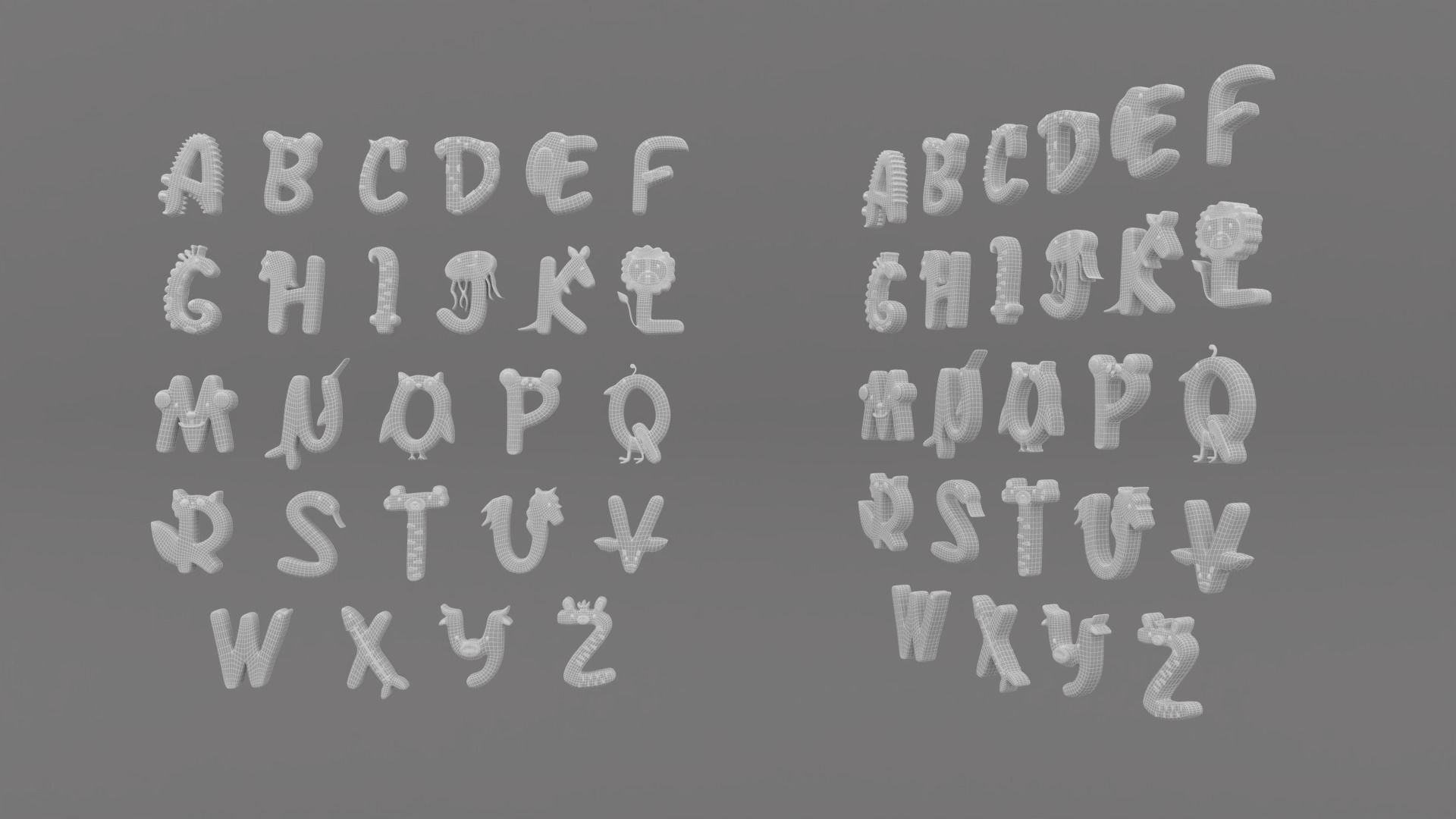 Cartoon Animal Alphabet v014 Low-poly 3D model_7