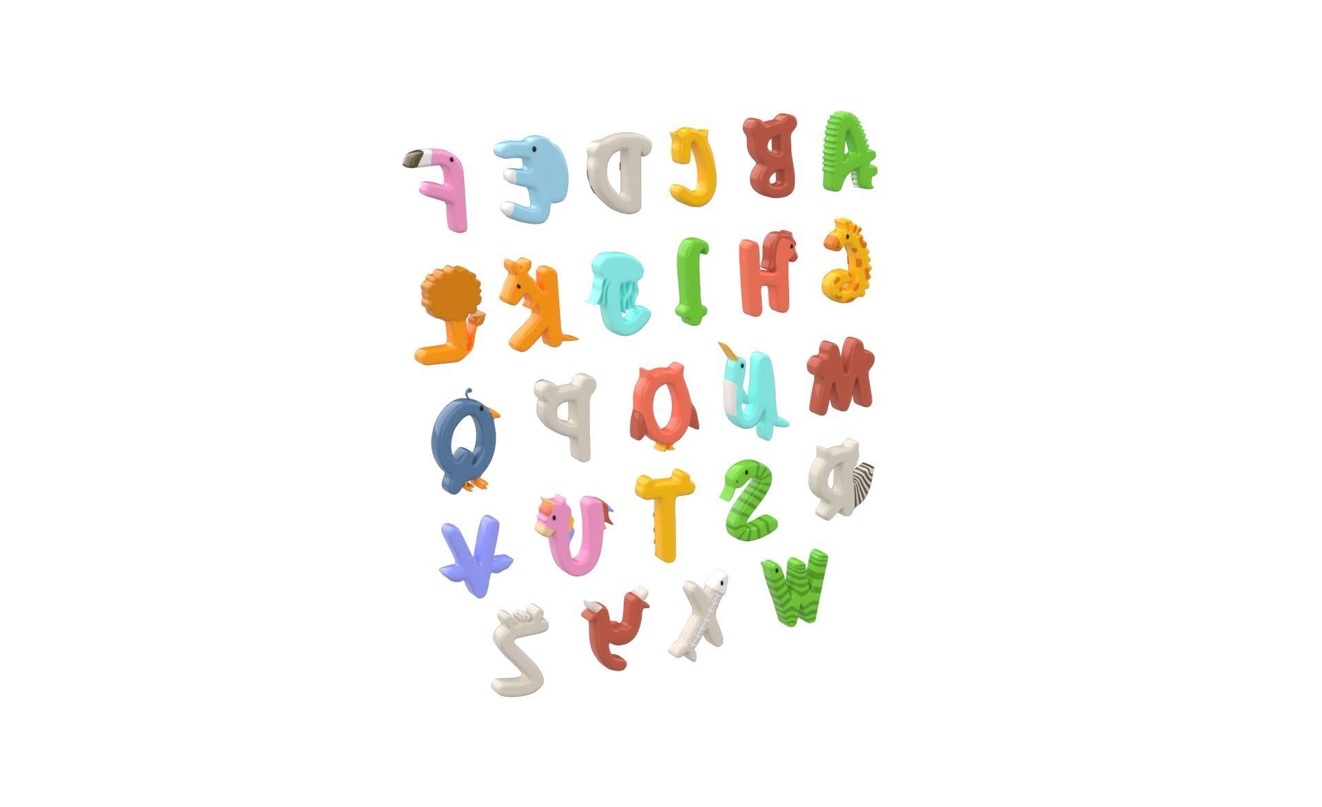 Cartoon Animal Alphabet v014 Low-poly 3D model_9