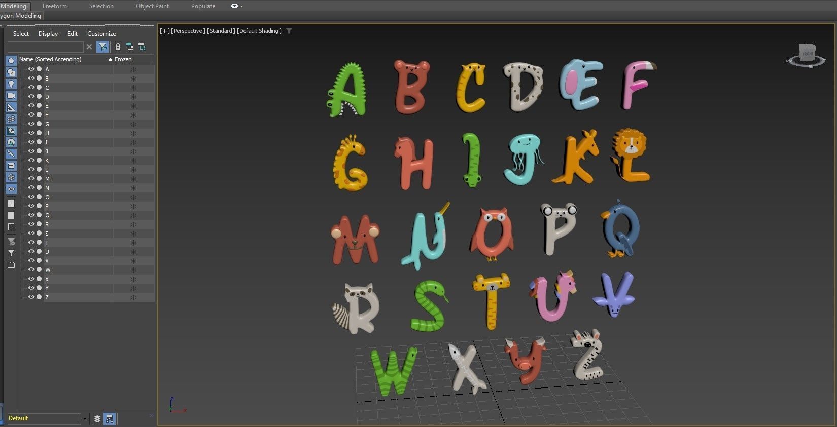 Cartoon Animal Alphabet v014 Low-poly 3D model_6