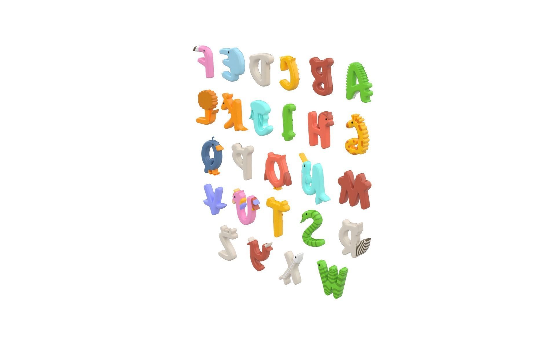 Cartoon Animal Alphabet v014 Low-poly 3D model_12