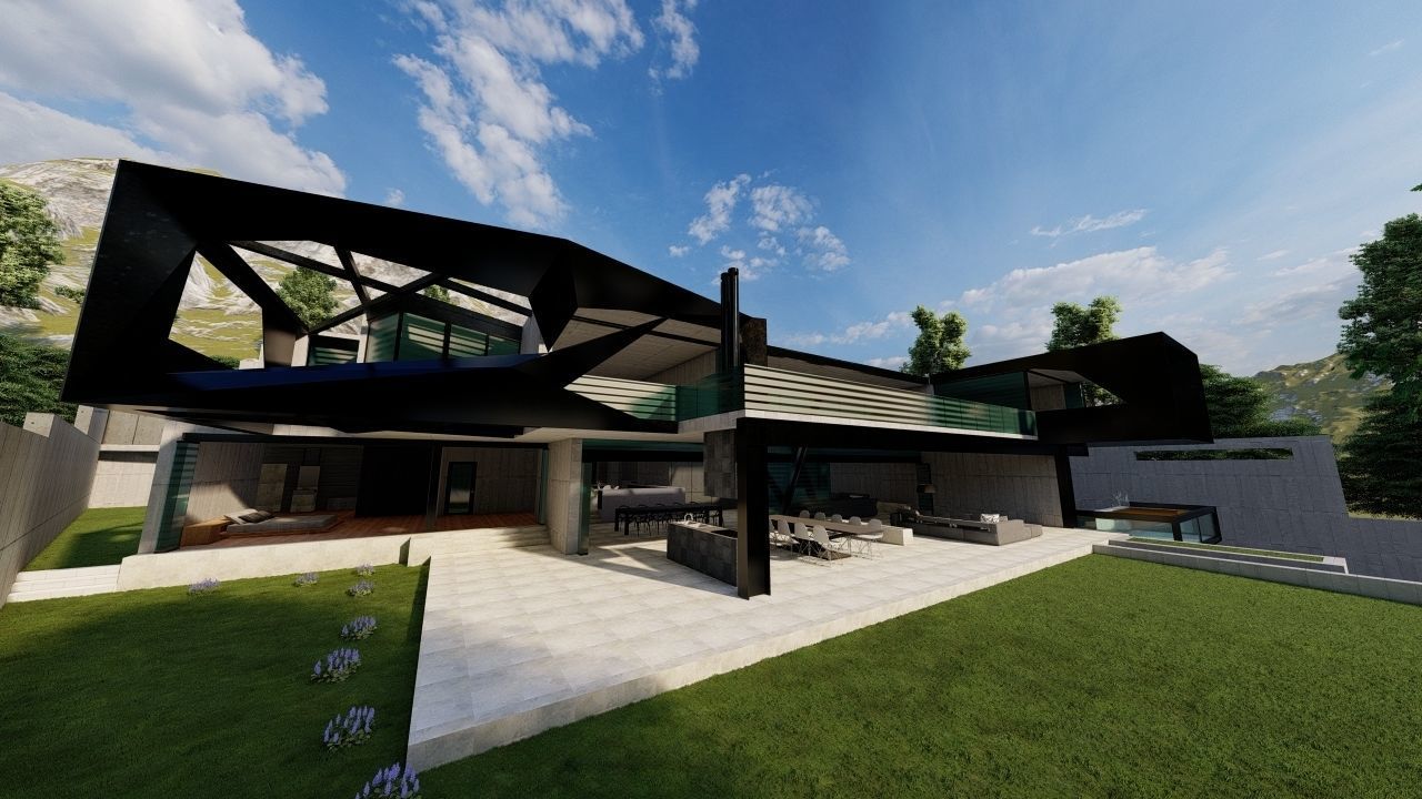Casa Scene-villa-modern house 3D model_17