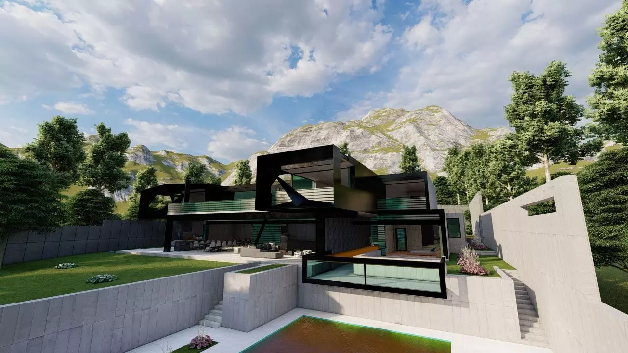 Casa Scene-villa-modern house 3D model_0