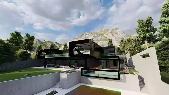 Casa Scene-villa-modern house 3D model