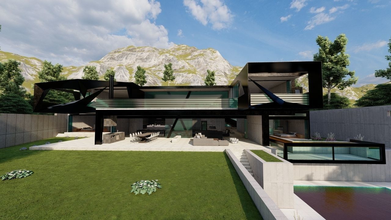 Casa Scene-villa-modern house 3D model_2