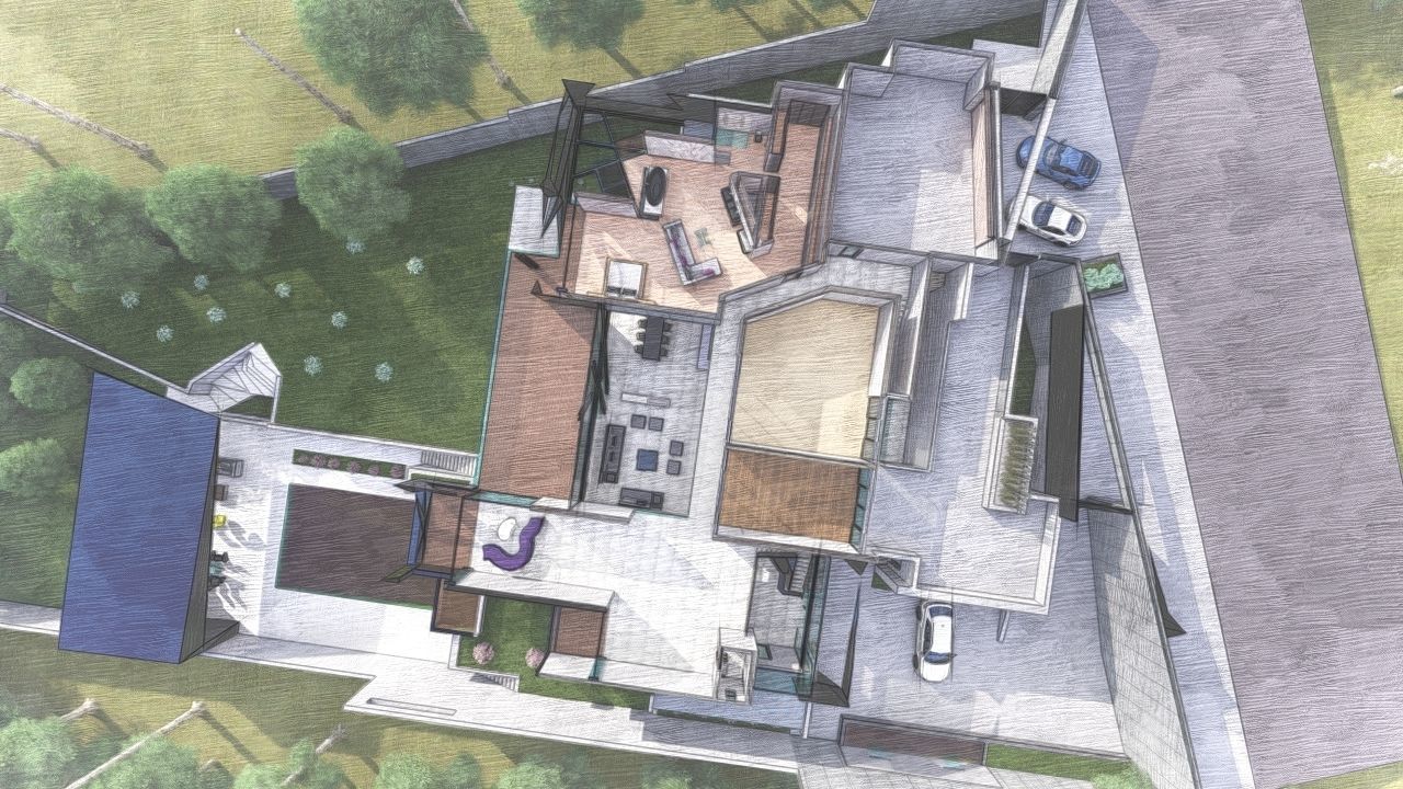 Casa Scene-villa-modern house 3D model_3