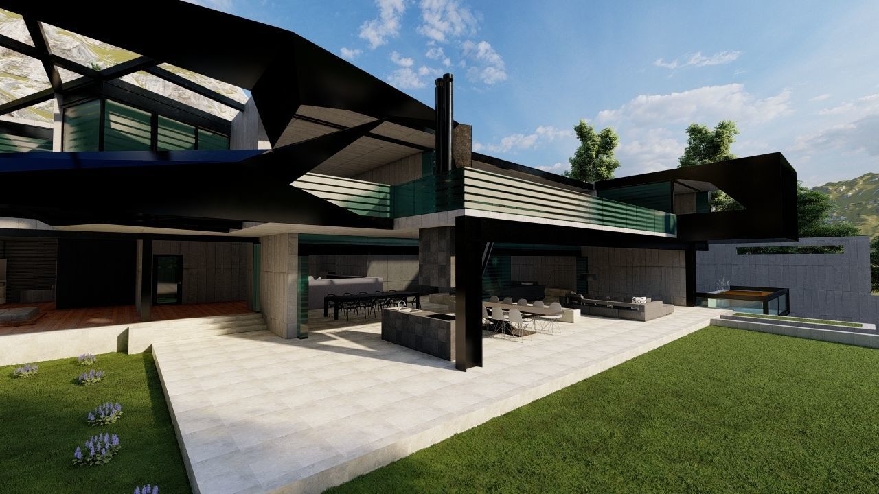 Casa Scene-villa-modern house 3D model_6
