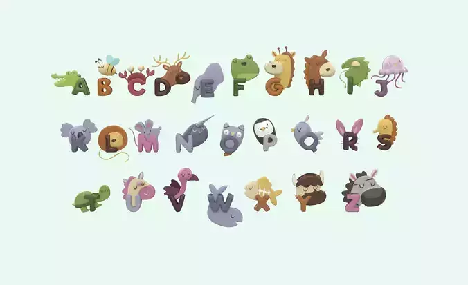 Cartoon Animal Alphabet v015