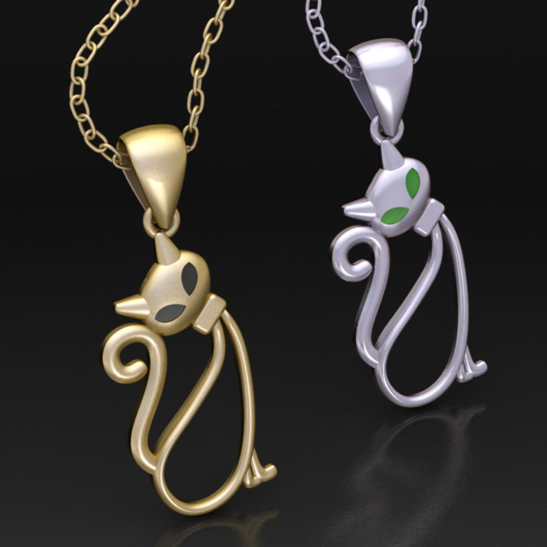 Cat pendant 3D print model_1