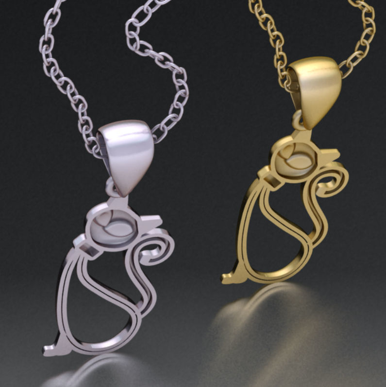 Cat pendant 3D print model_5