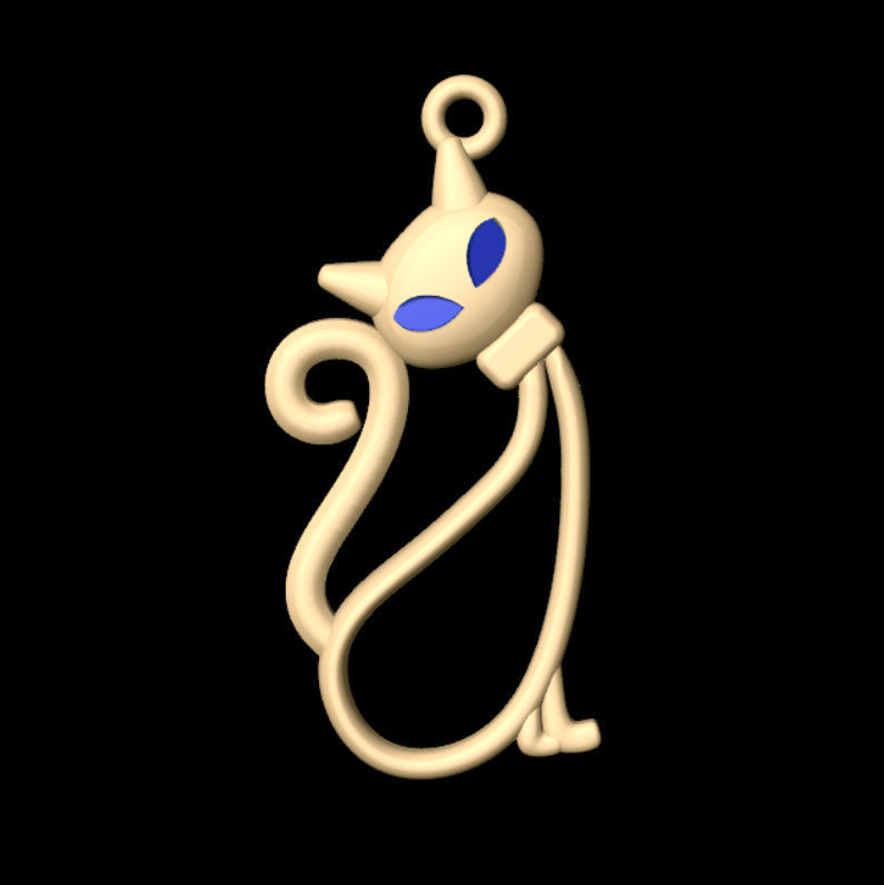 Cat pendant 3D print model_6