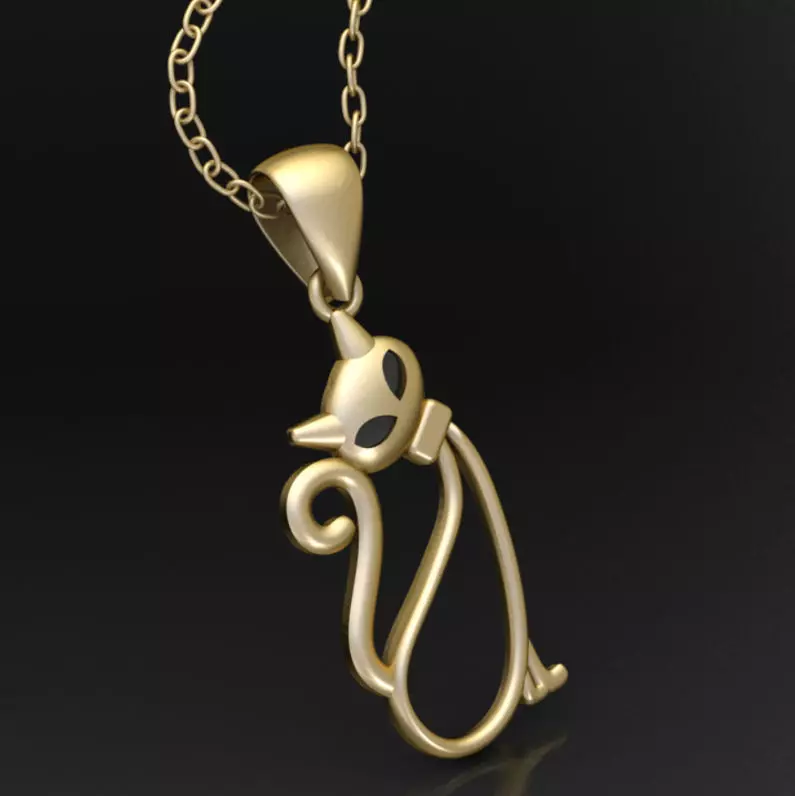 Cat pendant 3D print model_0
