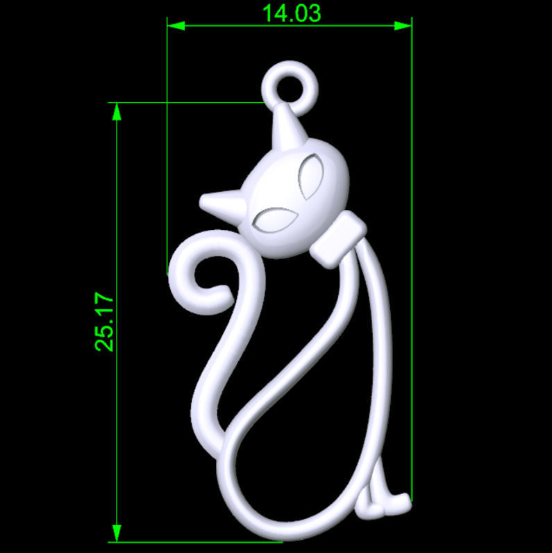 Cat pendant 3D print model_2