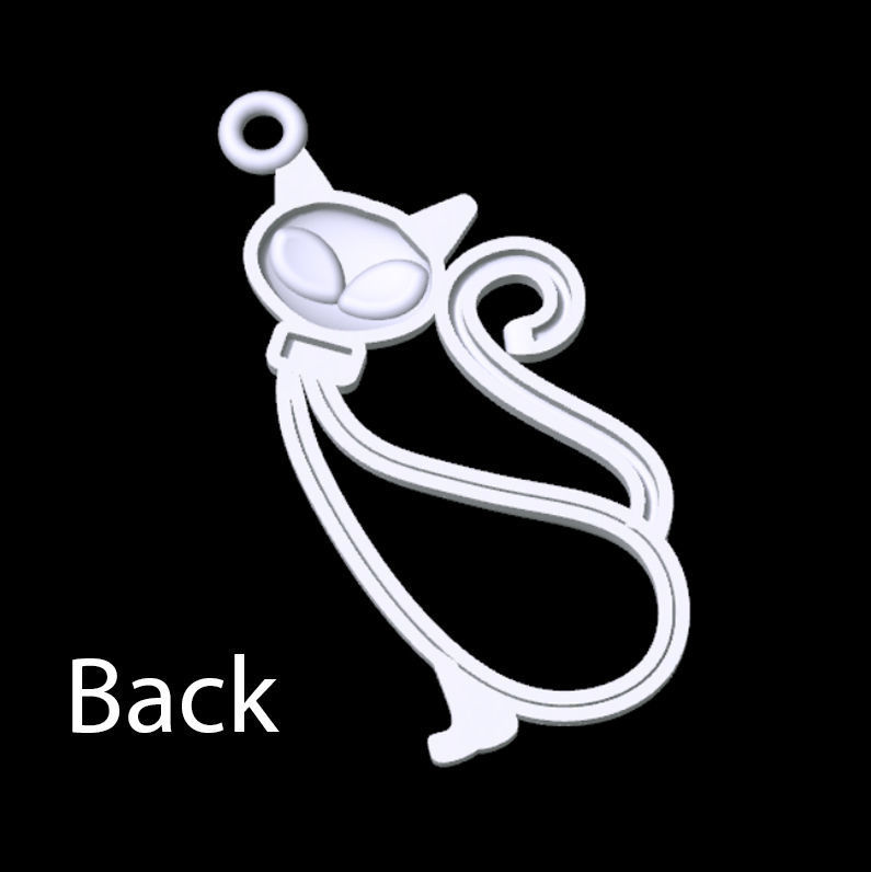 Cat pendant 3D print model_4