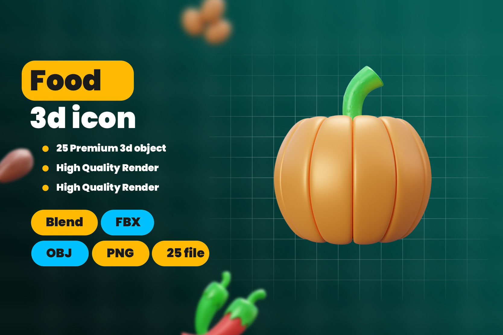 Food 3d Illustration Icon Pack 3D model_1