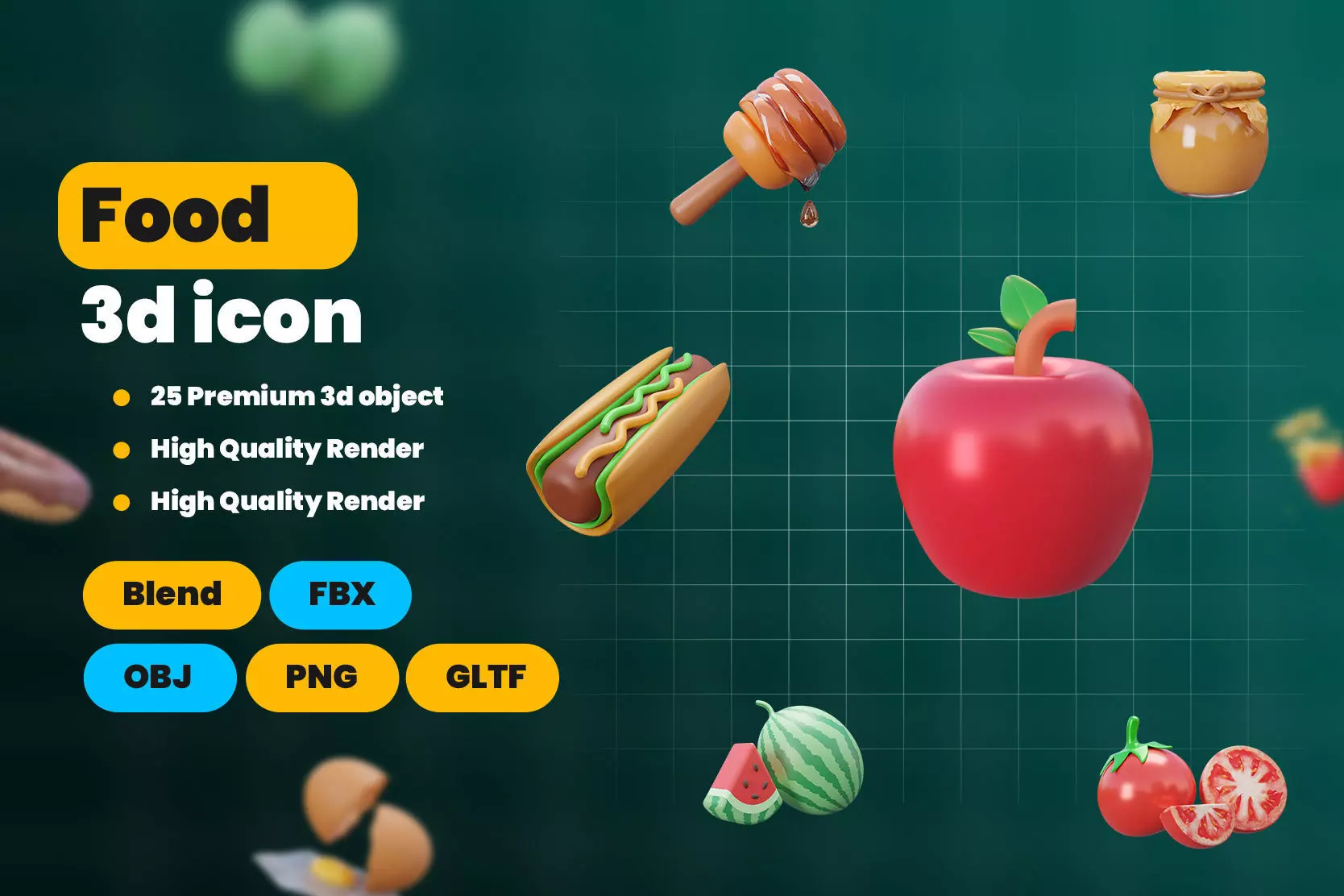Food 3d Illustration Icon Pack 3D model_0