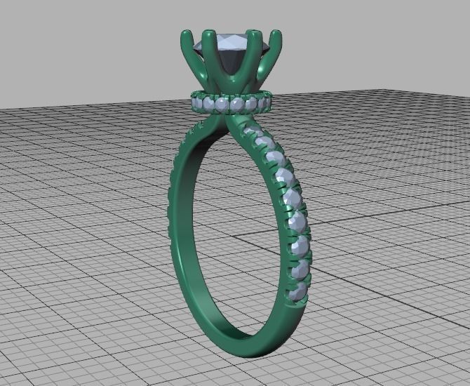 1ct Solitaire Engagement Ring 6claw setting 3Dprint model 3D print model_8