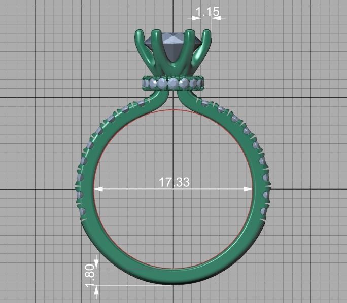 1ct Solitaire Engagement Ring 6claw setting 3Dprint model 3D print model_38