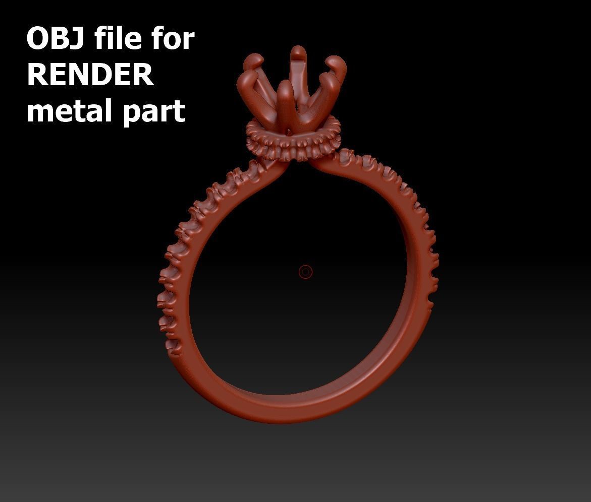 1ct Solitaire Engagement Ring 6claw setting 3Dprint model 3D print model_11