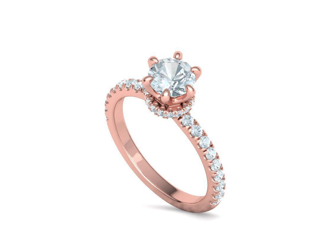 1ct Solitaire Engagement Ring 6claw setting 3Dprint model 3D print model_27