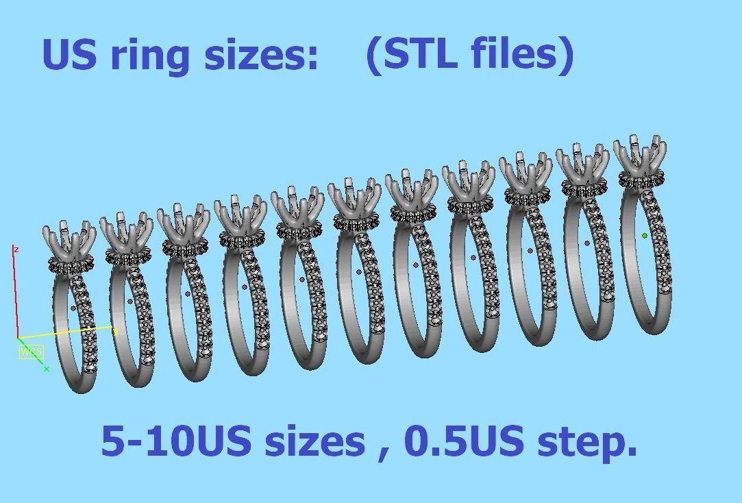 1ct Solitaire Engagement Ring 6claw setting 3Dprint model 3D print model_9