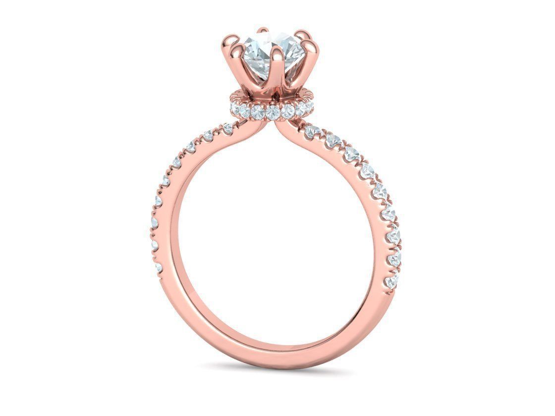 1ct Solitaire Engagement Ring 6claw setting 3Dprint model 3D print model_18