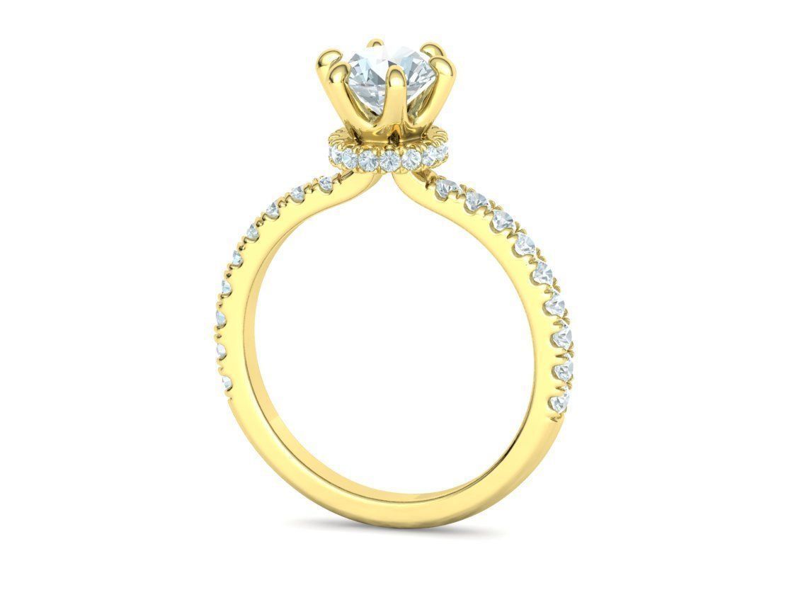 1ct Solitaire Engagement Ring 6claw setting 3Dprint model 3D print model_19