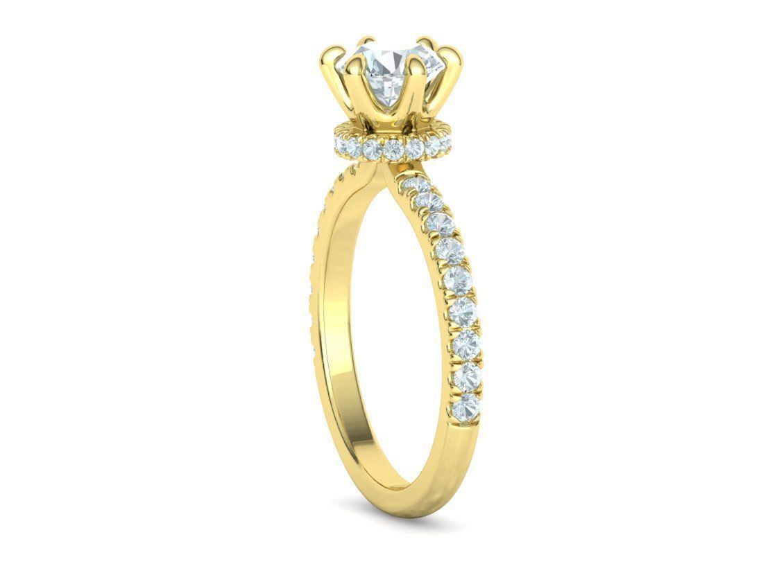 1ct Solitaire Engagement Ring 6claw setting 3Dprint model 3D print model_22