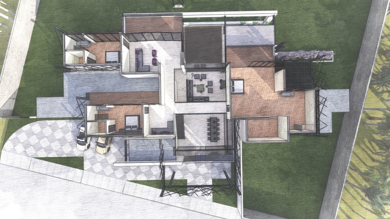 Casa Scene-villa-modern house 3D model_10