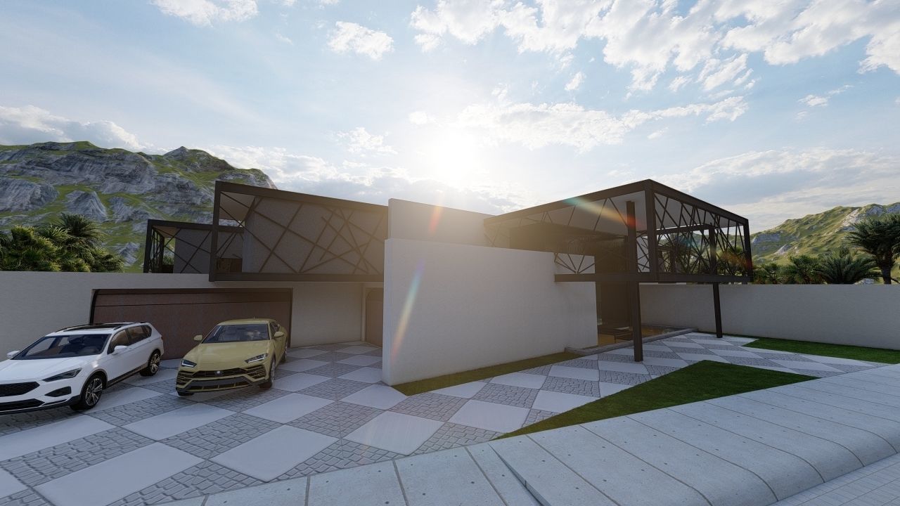 Casa Scene-villa-modern house 3D model_2