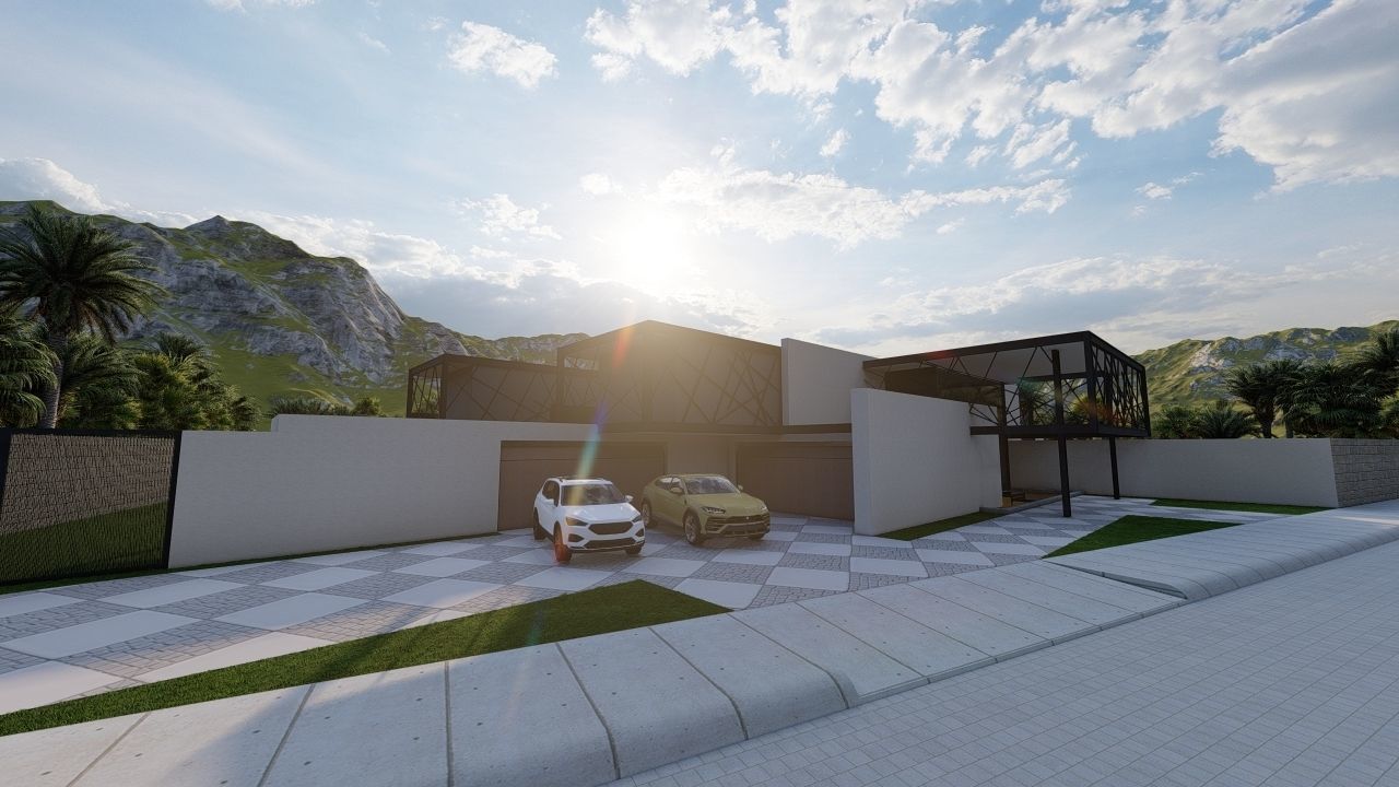 Casa Scene-villa-modern house 3D model_6