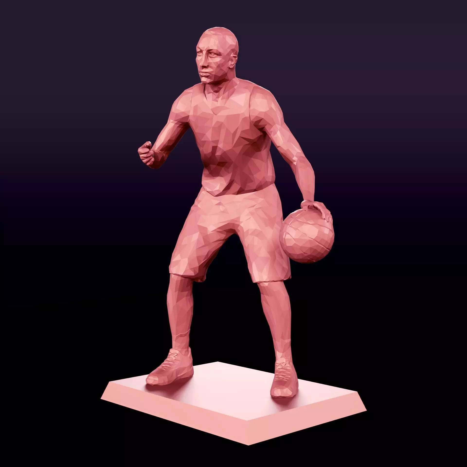Basketball Player Figurine - Statue - Trophy - Lowpoly Polygonal 3D print model