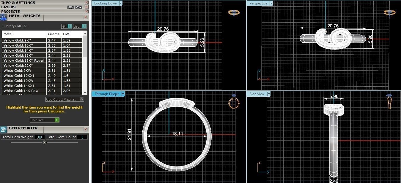 Plain Gold Number Six 6 Ring 3dm stl renders details 3D print model_6