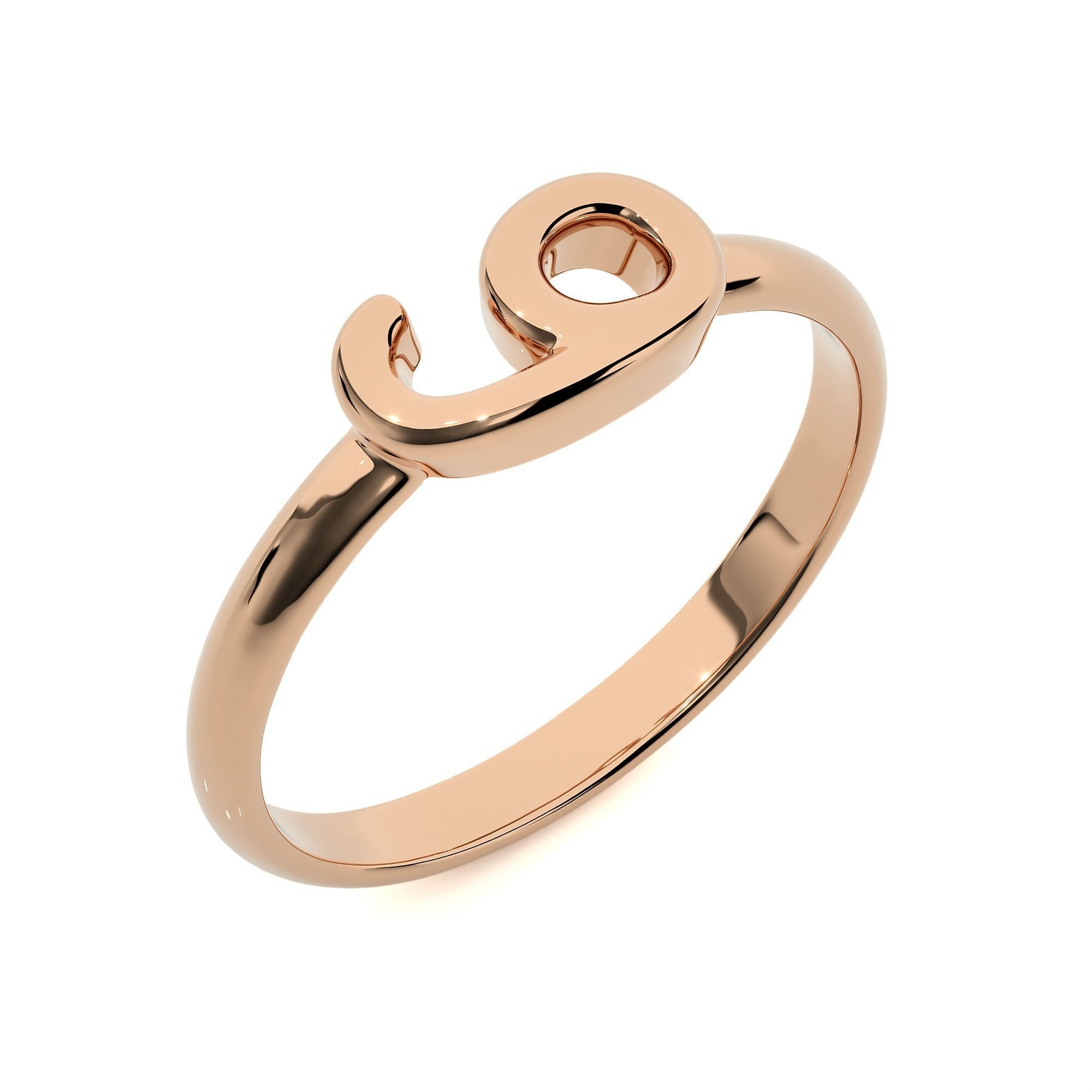 Plain Gold Number Six 6 Ring 3dm stl renders details 3D print model_5