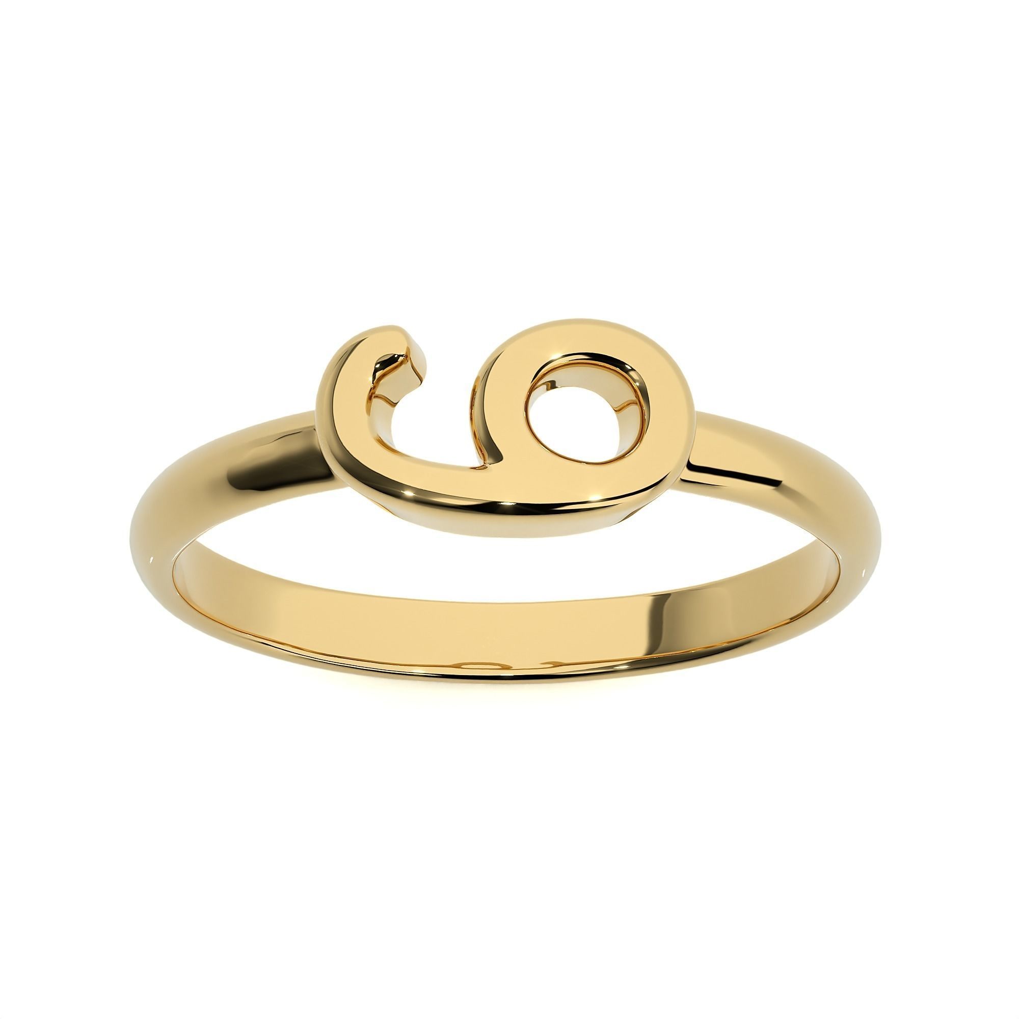 Plain Gold Number Six 6 Ring 3dm stl renders details 3D print model_1