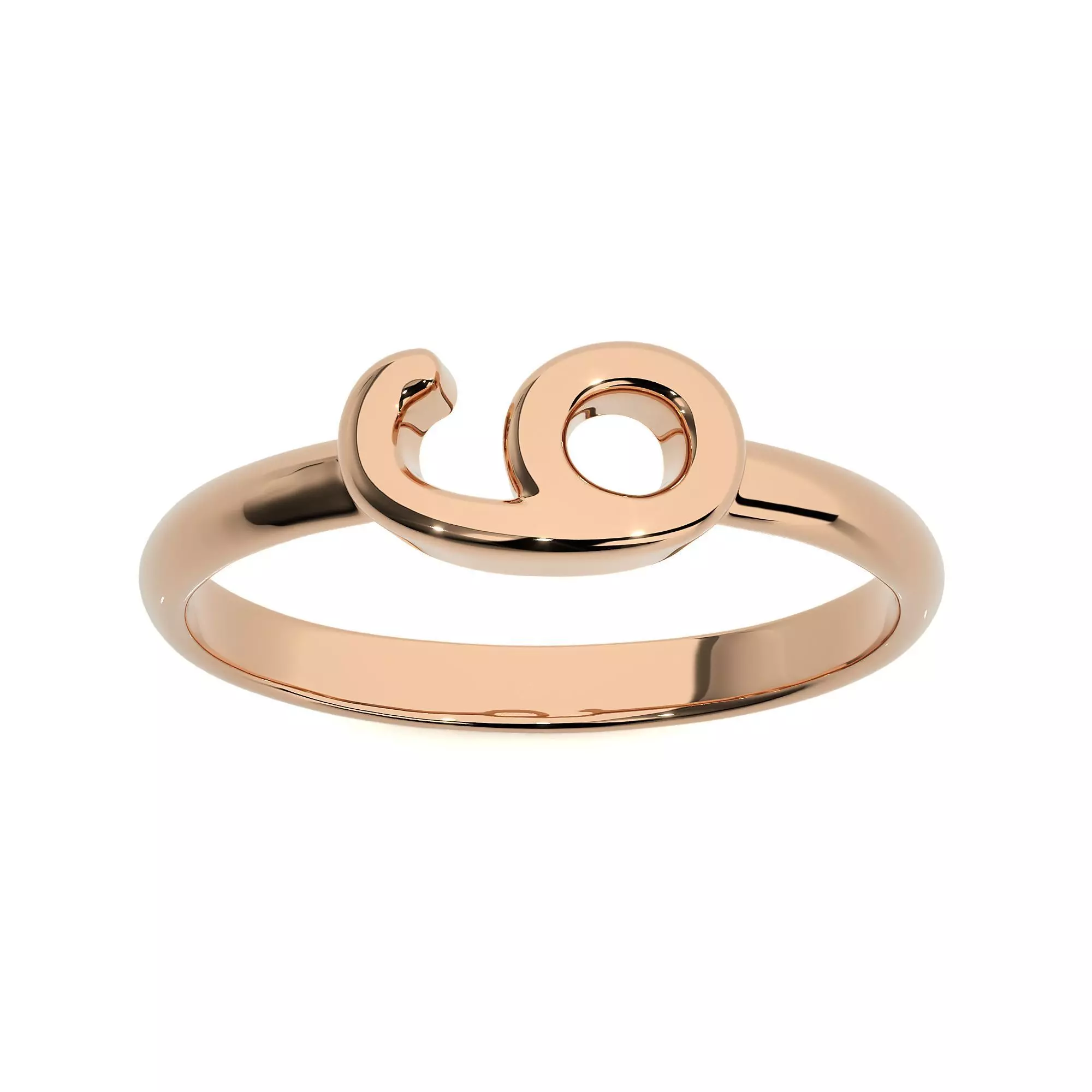 Plain Gold Number Six 6 Ring 3dm stl renders details 3D print model_0