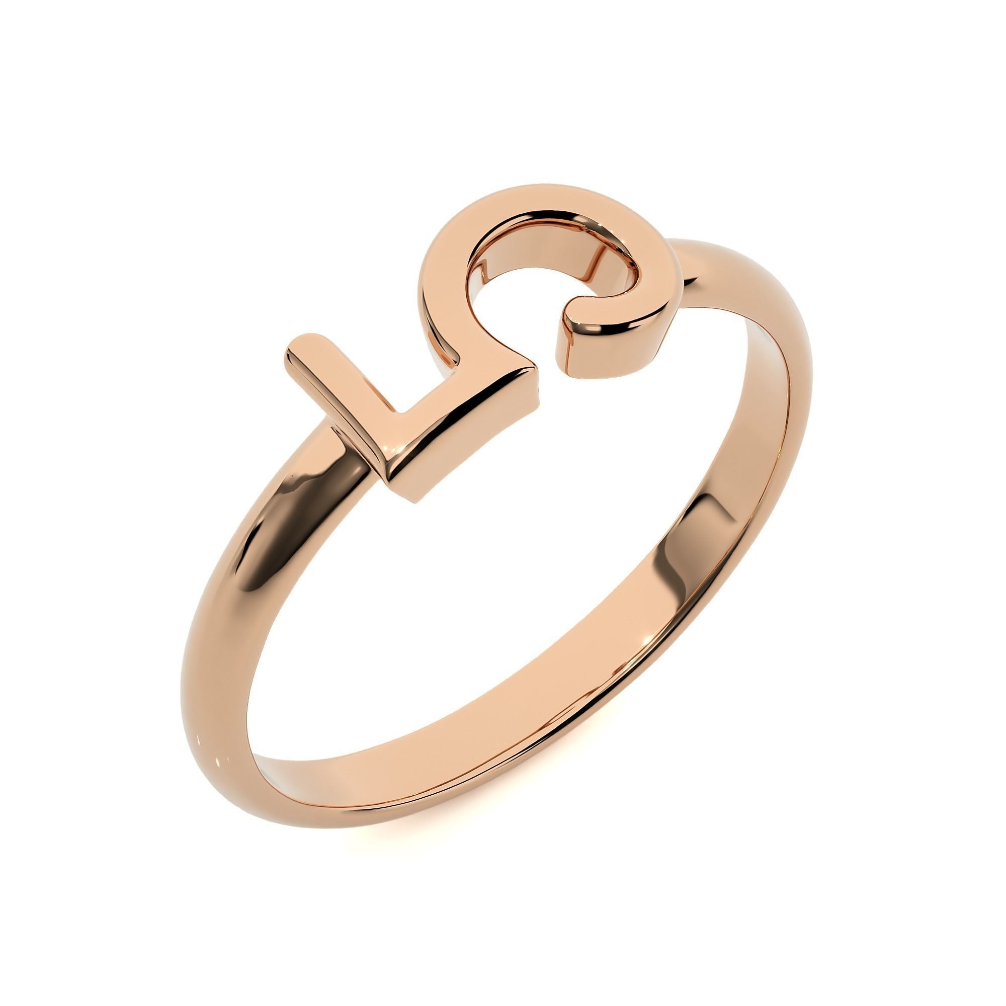 Plain Gold Number Five 5 Ring 3dm stl renders details 3D print model_4