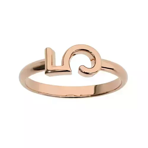 Plain Gold Number Five 5 Ring 3dm stl renders details 3D print model