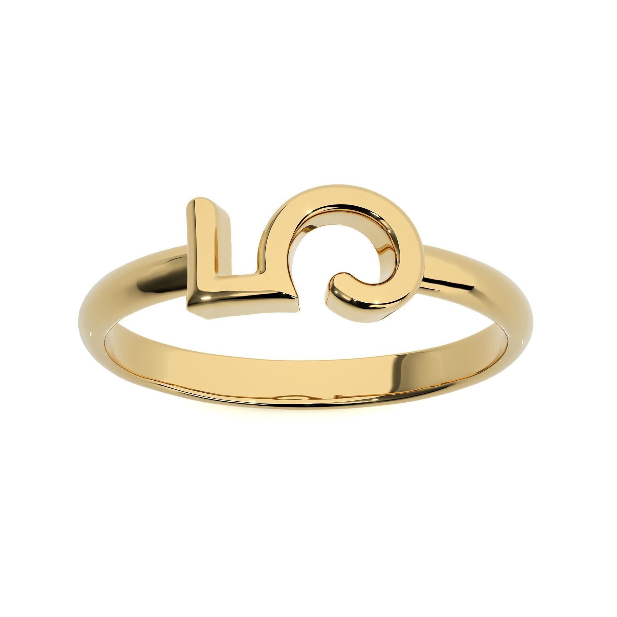 Plain Gold Number Five 5 Ring 3dm stl renders details 3D print model_1