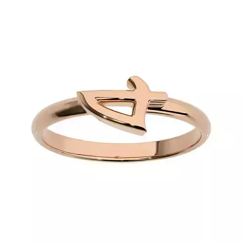 Plain Gold Number Four 4 Ring 3dm stl renders details 3D print model